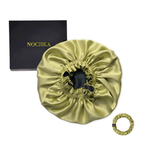 Chartreuse & Black Pure Mulberry Silk Bonnet – Reversible & Durable - NOCHKA
