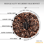 Cheetah and Black Pure Mulberry Silk Bonnet – Reversible & Durable - NOCHKA
