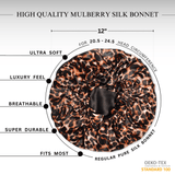Cheetah and Black Pure Mulberry Silk Bonnet – Reversible & Durable - NOCHKA
