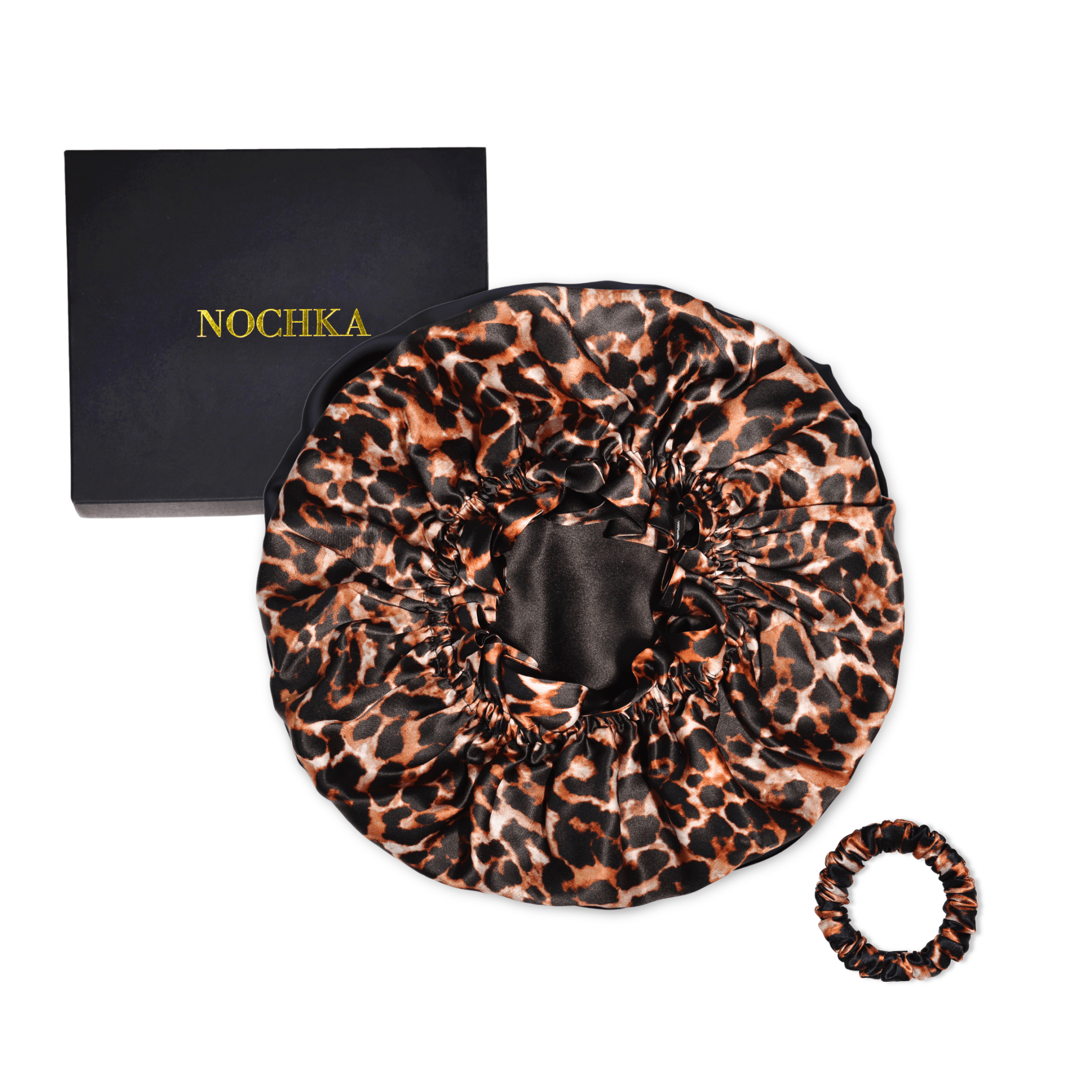 Cheetah and Black Pure Mulberry Silk Bonnet – Reversible & Durable - NOCHKA
