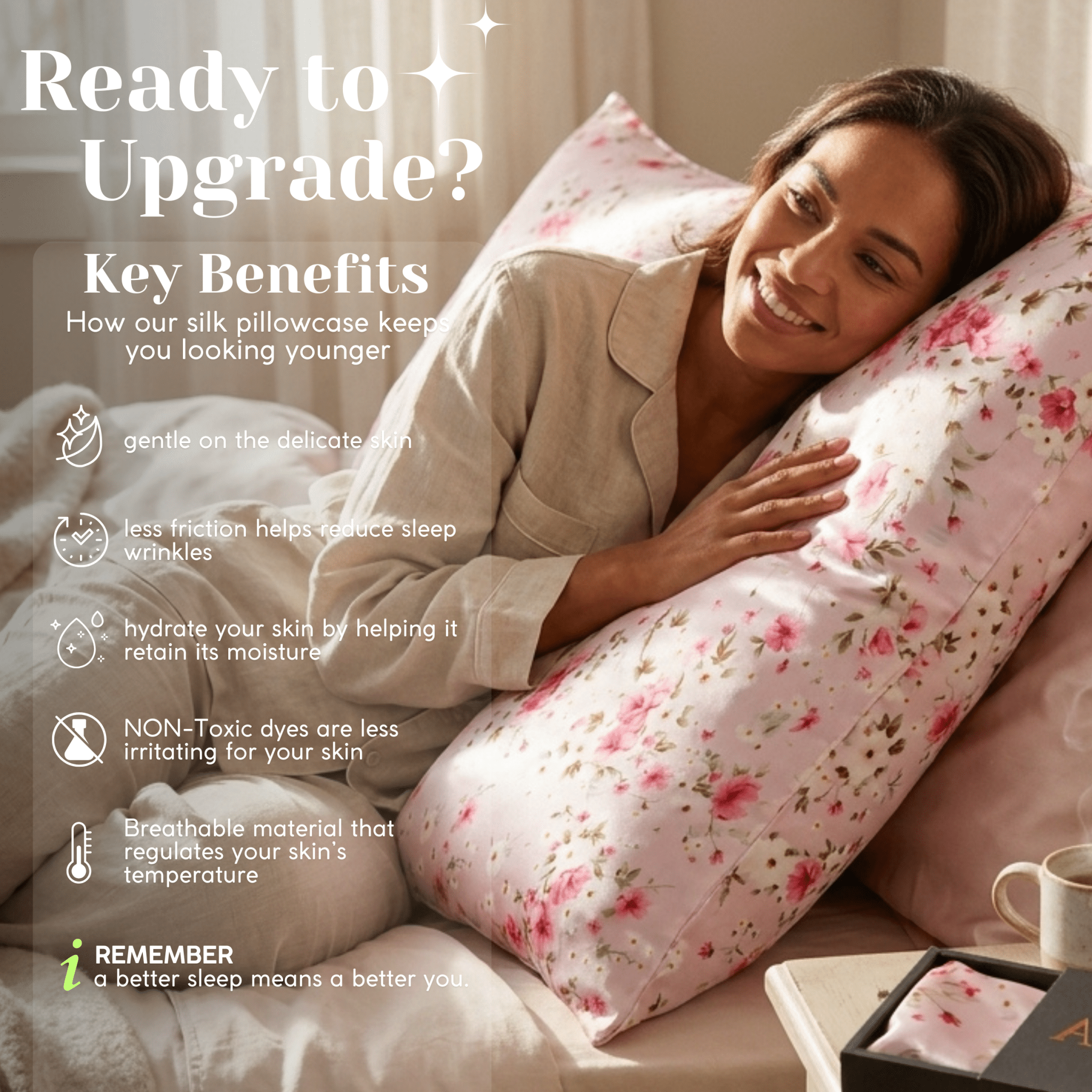 Cherry Blossom 100% Pure Mulberry Silk Pillowcase - Envelope - NOCHKA
