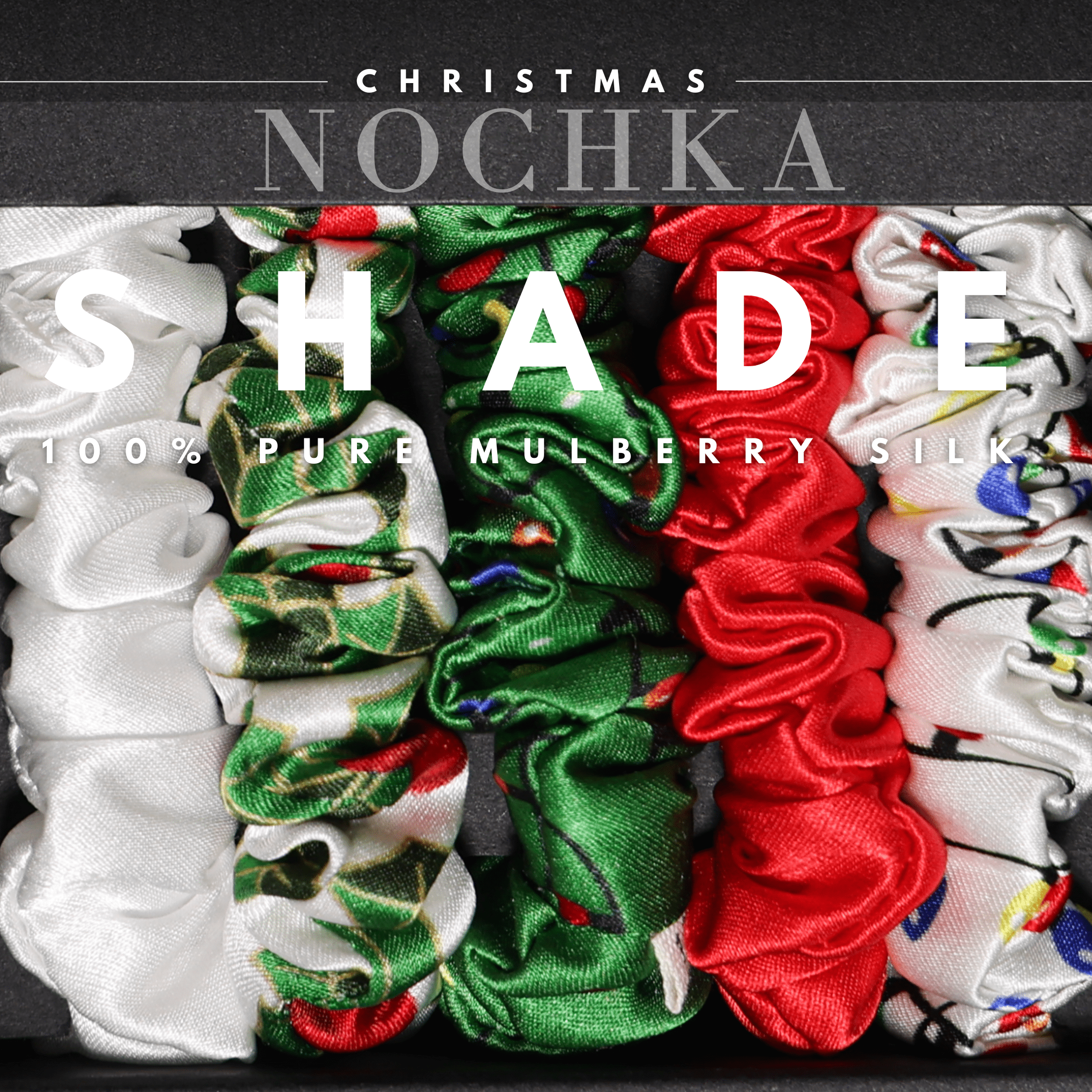 Christmas Shades Ultra - Skinny Silk Scrunchies (Set of 5) - NOCHKA
