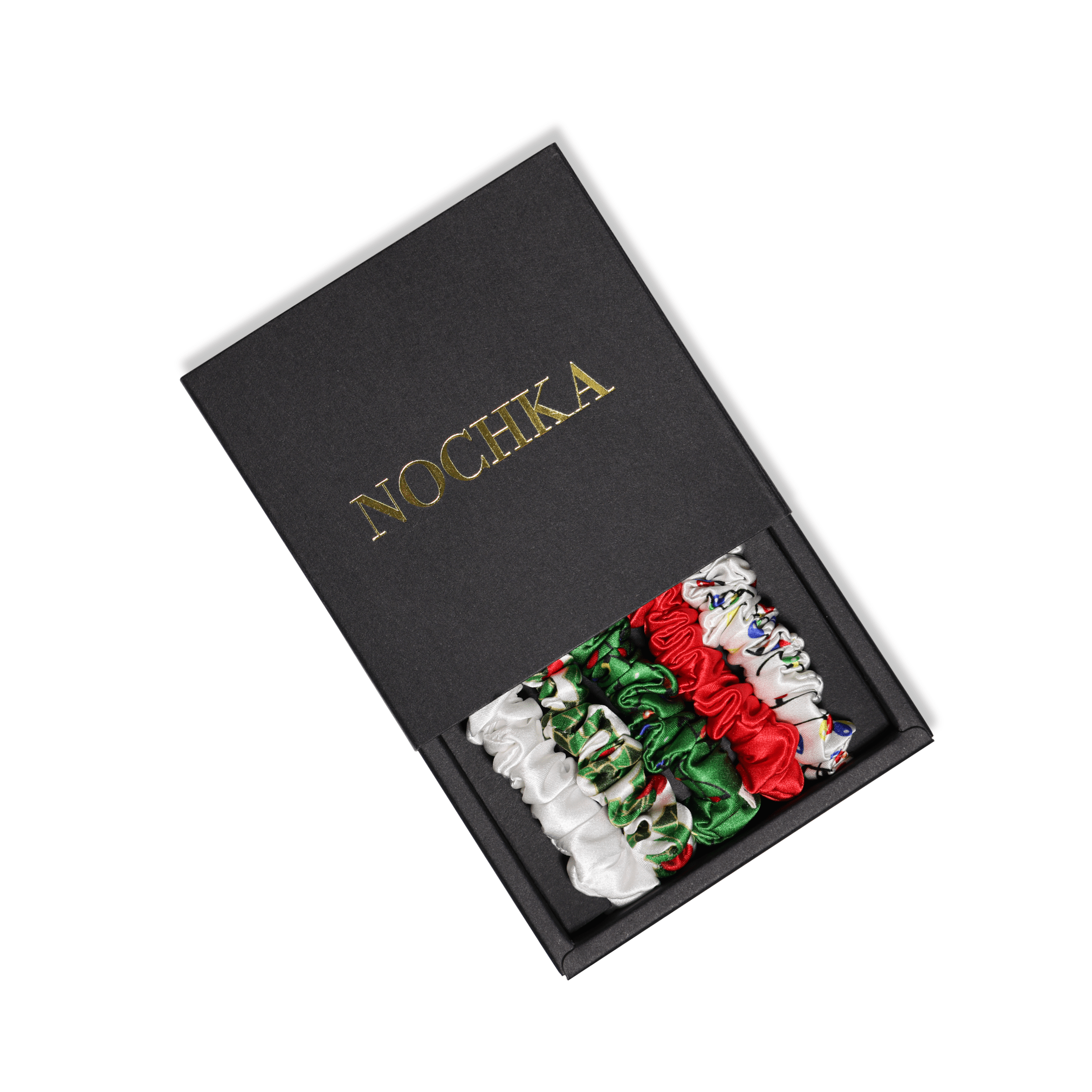Christmas Shades Ultra - Skinny Silk Scrunchies (Set of 5) - NOCHKA
