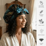 Chrysanthemum Print Pure Mulberry Silk Bonnet – Reversible, Adjustable Fit with Silk Ties - NOCHKA
