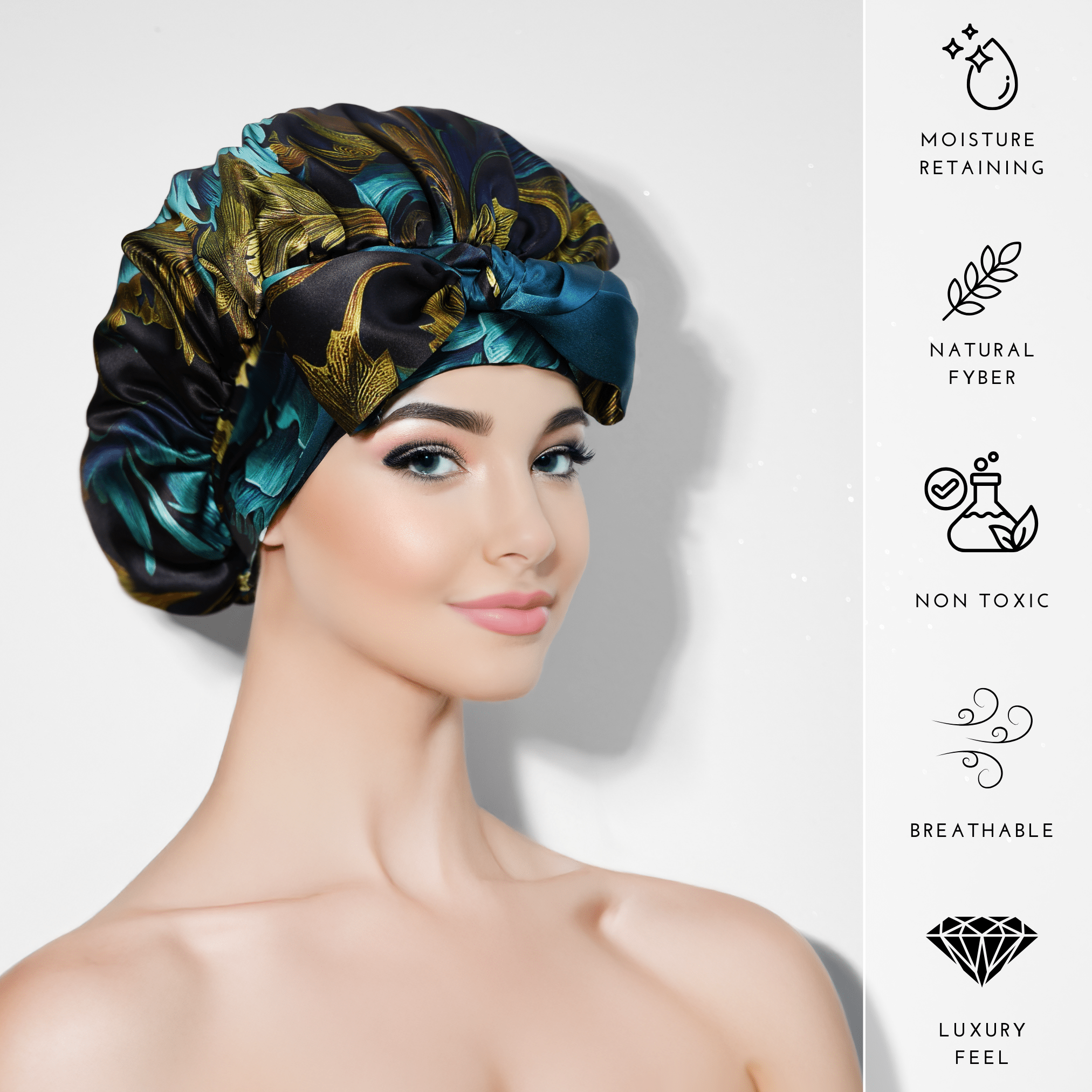 Chrysanthemum Print Pure Mulberry Silk Bonnet – Reversible, Adjustable Fit with Silk Ties - NOCHKA
