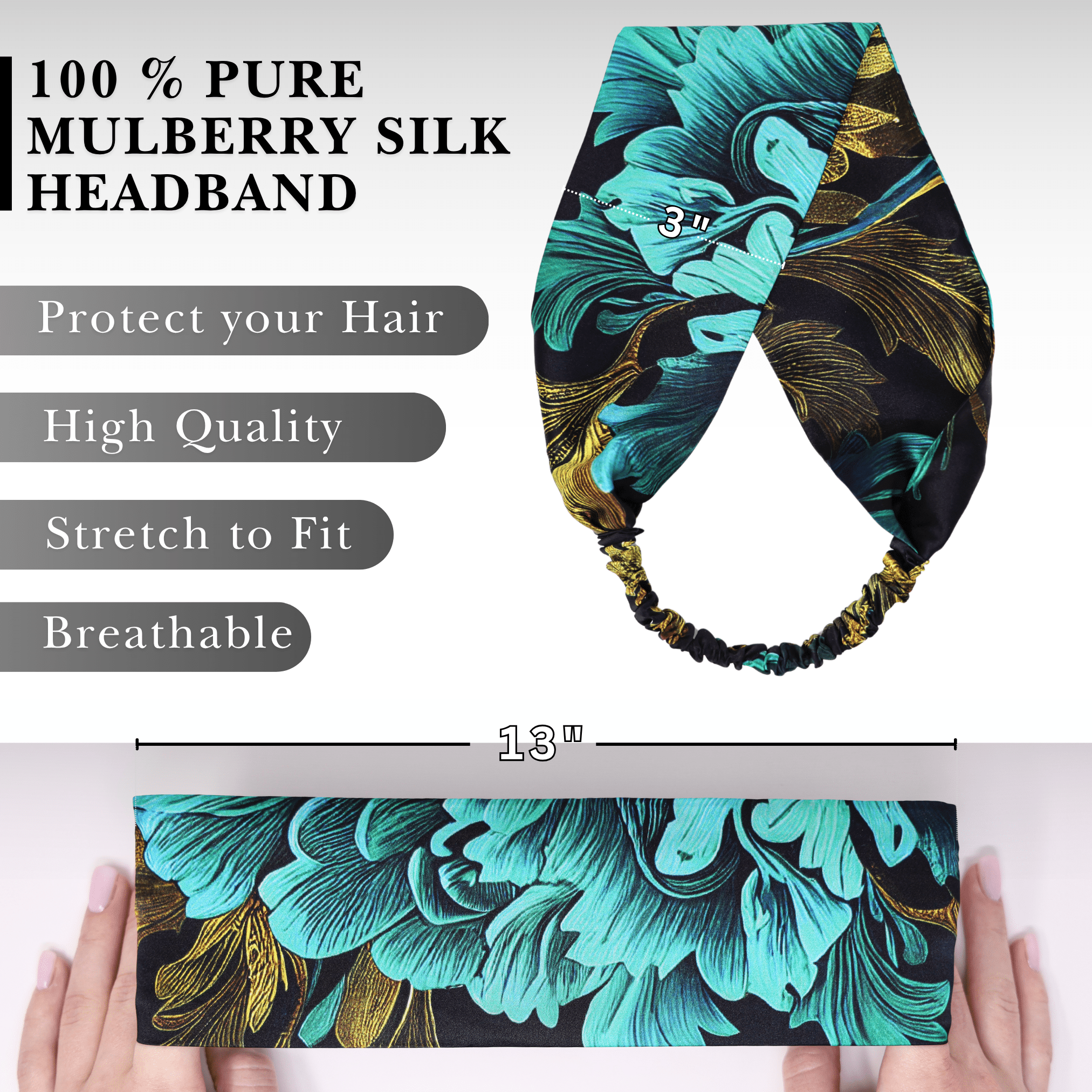 Chrysanthemum Theme Pure Silk Headband - NOCHKA
