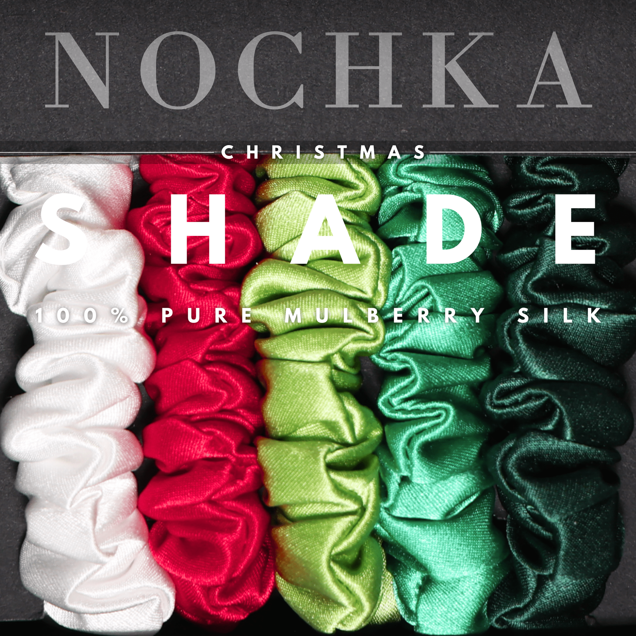 Classic Christmas Shades Ultra - Skinny Silk Scrunchies (Set of 5) - NOCHKA
