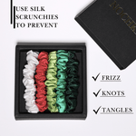 Classic Christmas Shades Ultra - Skinny Silk Scrunchies (Set of 5) - NOCHKA
