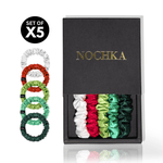 Classic Christmas Shades Ultra - Skinny Silk Scrunchies (Set of 5) - NOCHKA
