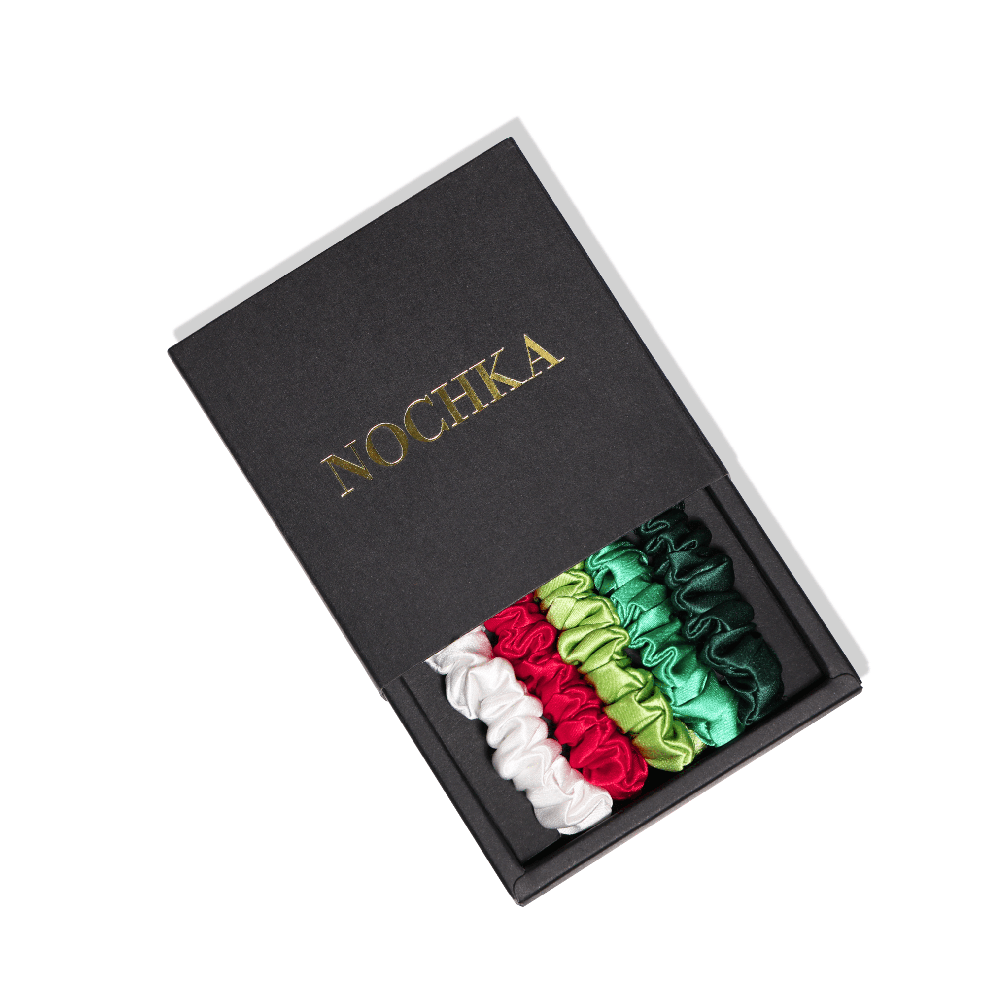 Classic Christmas Shades Ultra - Skinny Silk Scrunchies (Set of 5) - NOCHKA
