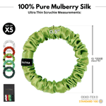 Classic Christmas Shades Ultra - Skinny Silk Scrunchies (Set of 5) - NOCHKA
