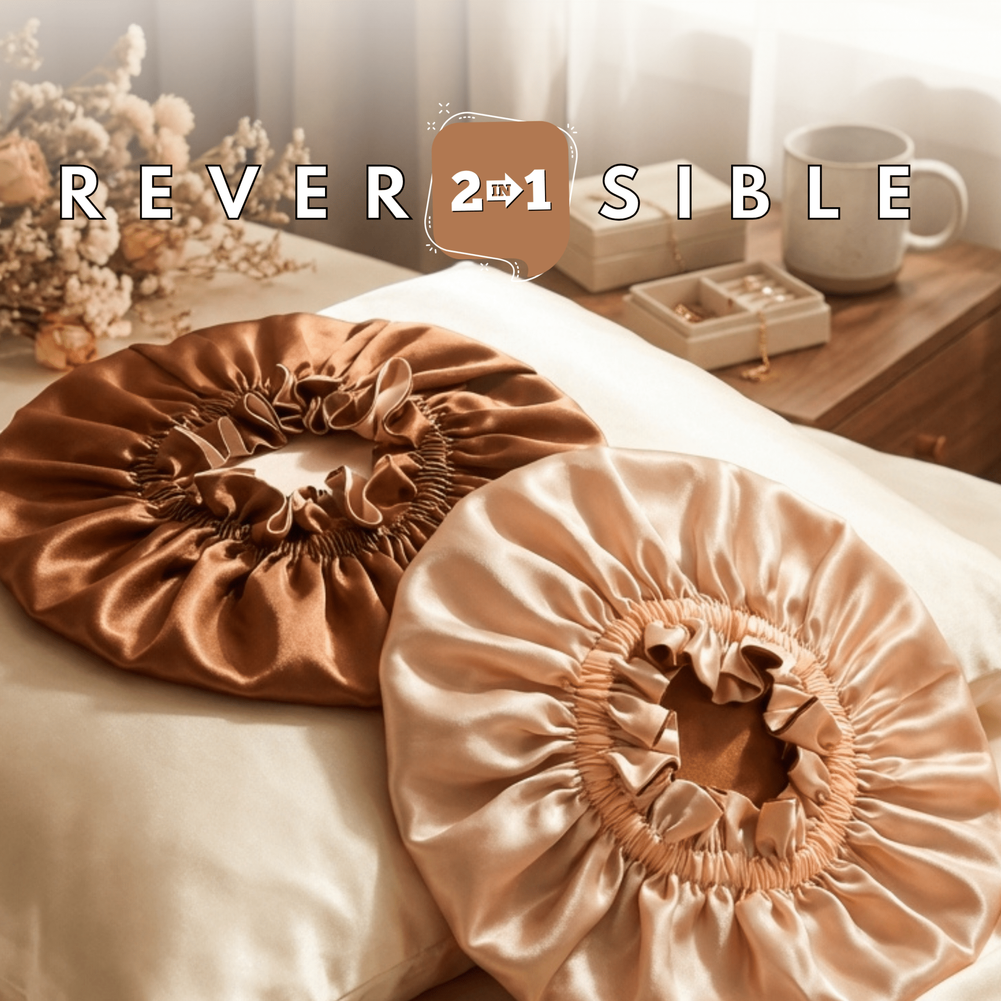 Copper & Light Peach Reversible Bonnet - NOCHKA
