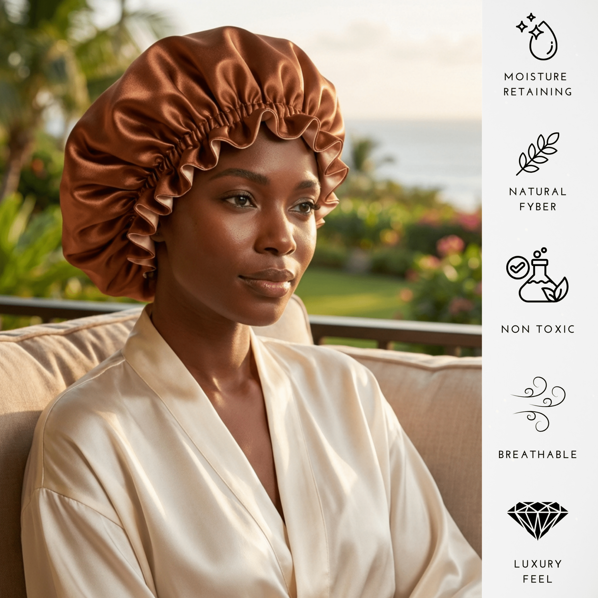 Copper & Light Peach Reversible Bonnet - NOCHKA
