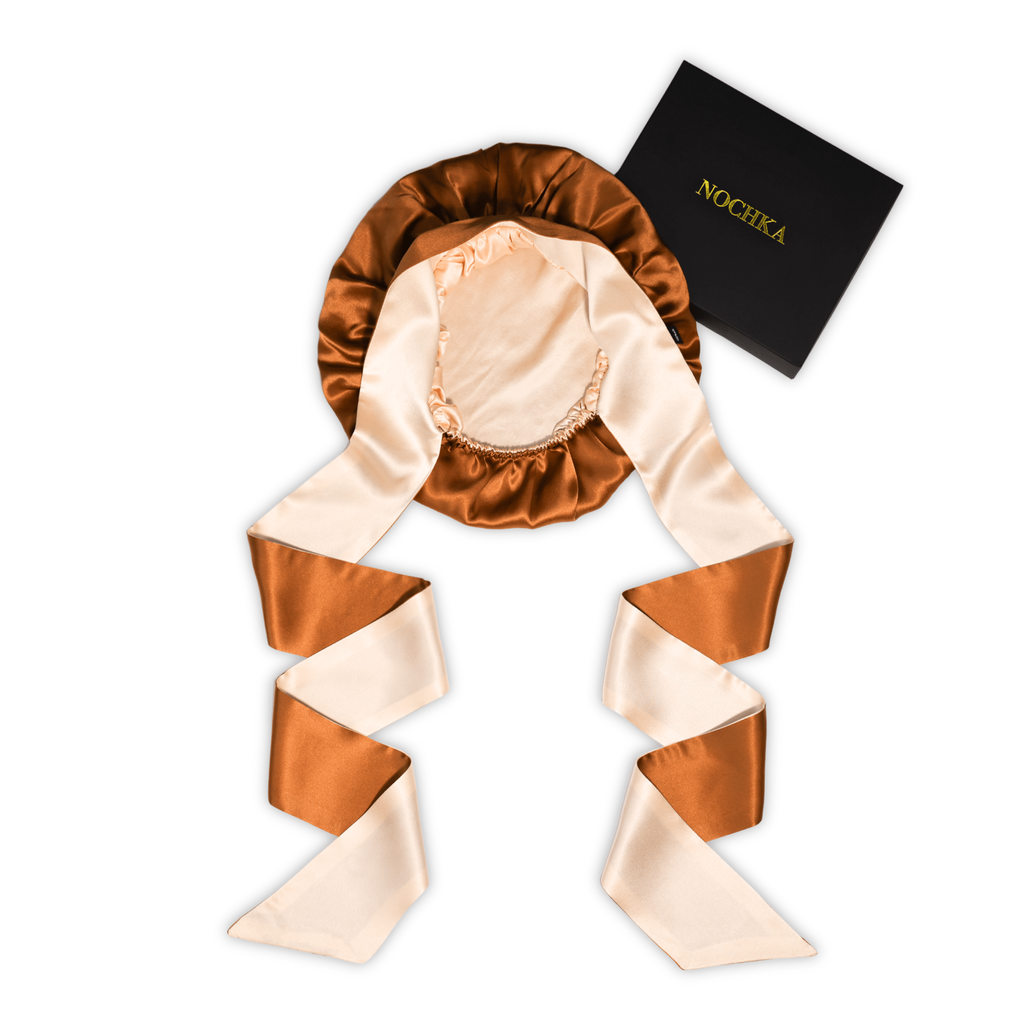 Copper Pure Mulberry Silk Bonnet – Reversible, Adjustable Fit with Silk Ties - NOCHKA
