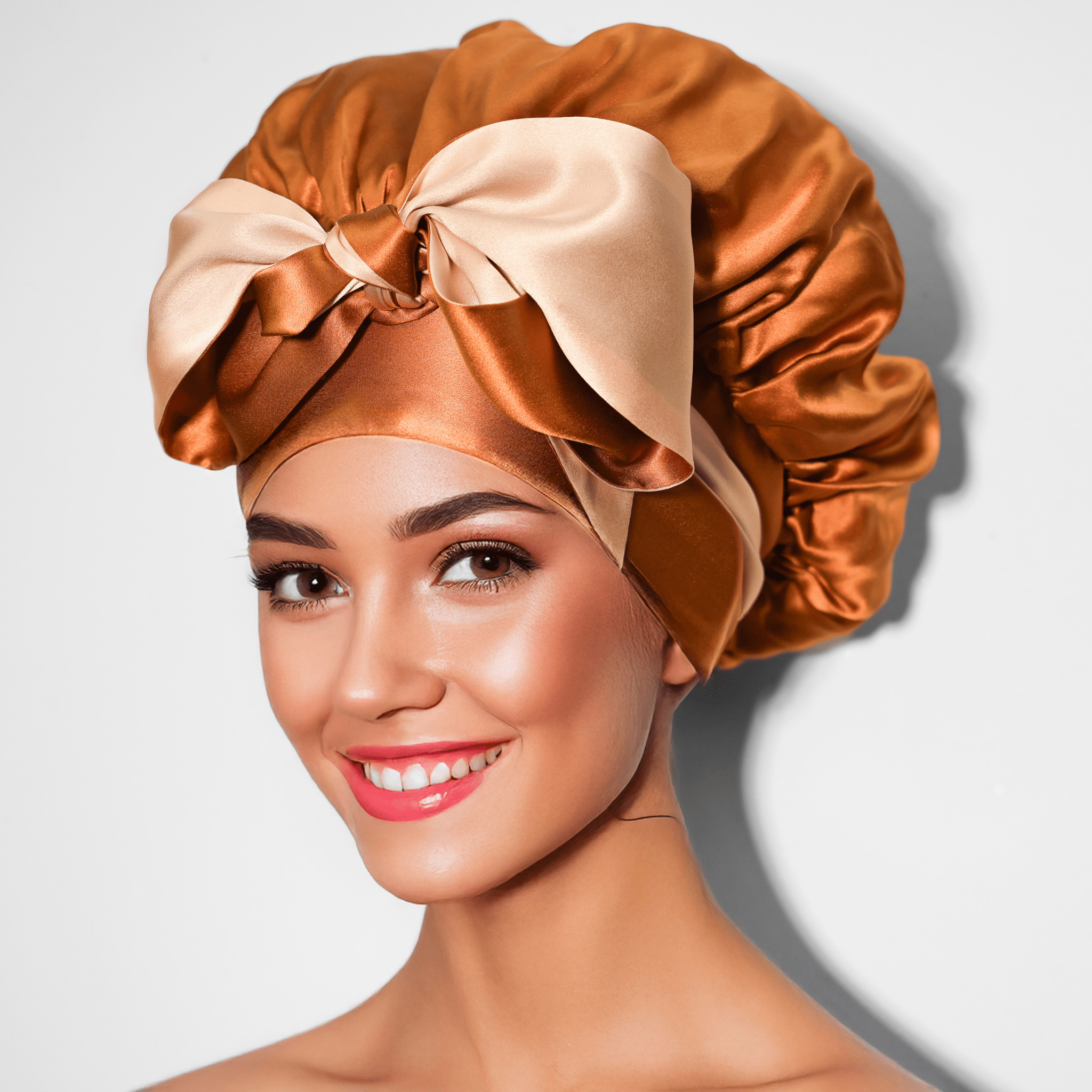 Copper Pure Mulberry Silk Bonnet – Reversible, Adjustable Fit with Silk Ties - NOCHKA
