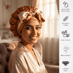 Copper Pure Mulberry Silk Bonnet – Reversible, Adjustable Fit with Silk Ties - NOCHKA
