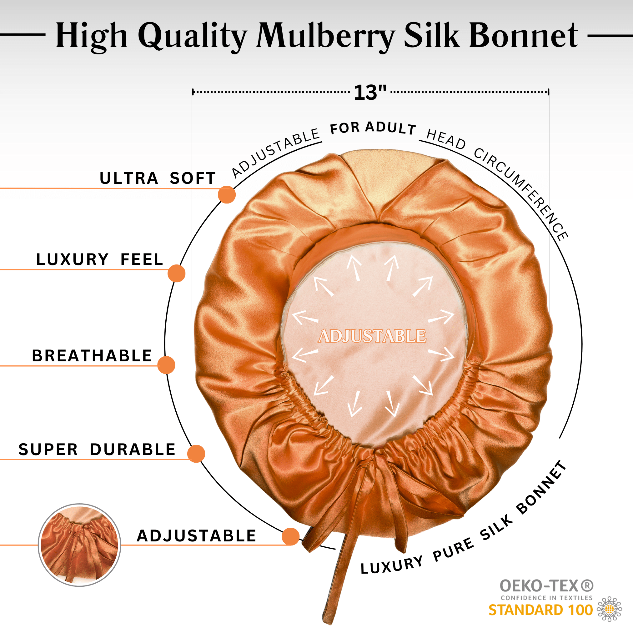 Copper Pure Mulberry Silk Medical Bonnet – Reversible & Durable - NOCHKA
