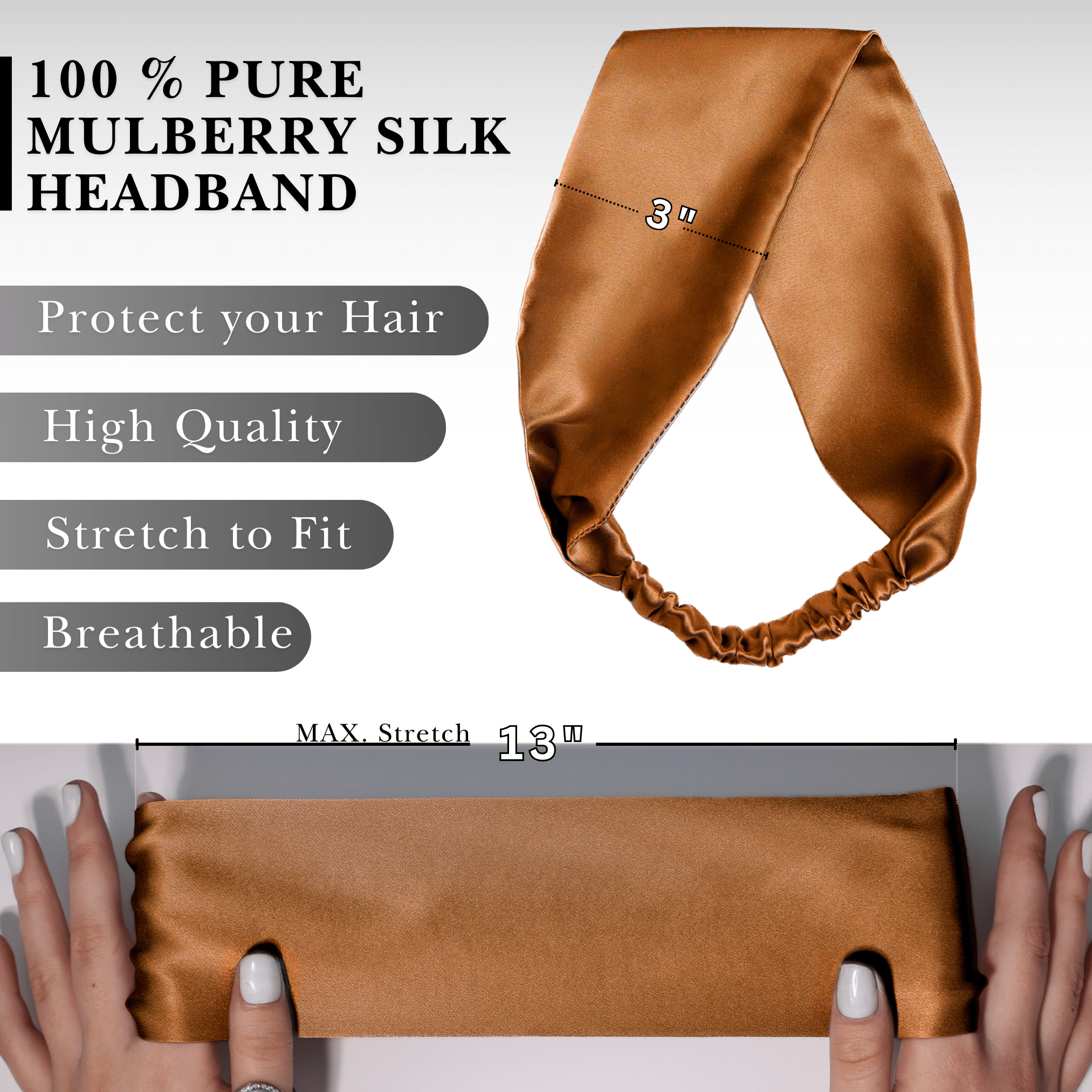 Copper Pure Silk Headband - NOCHKA
