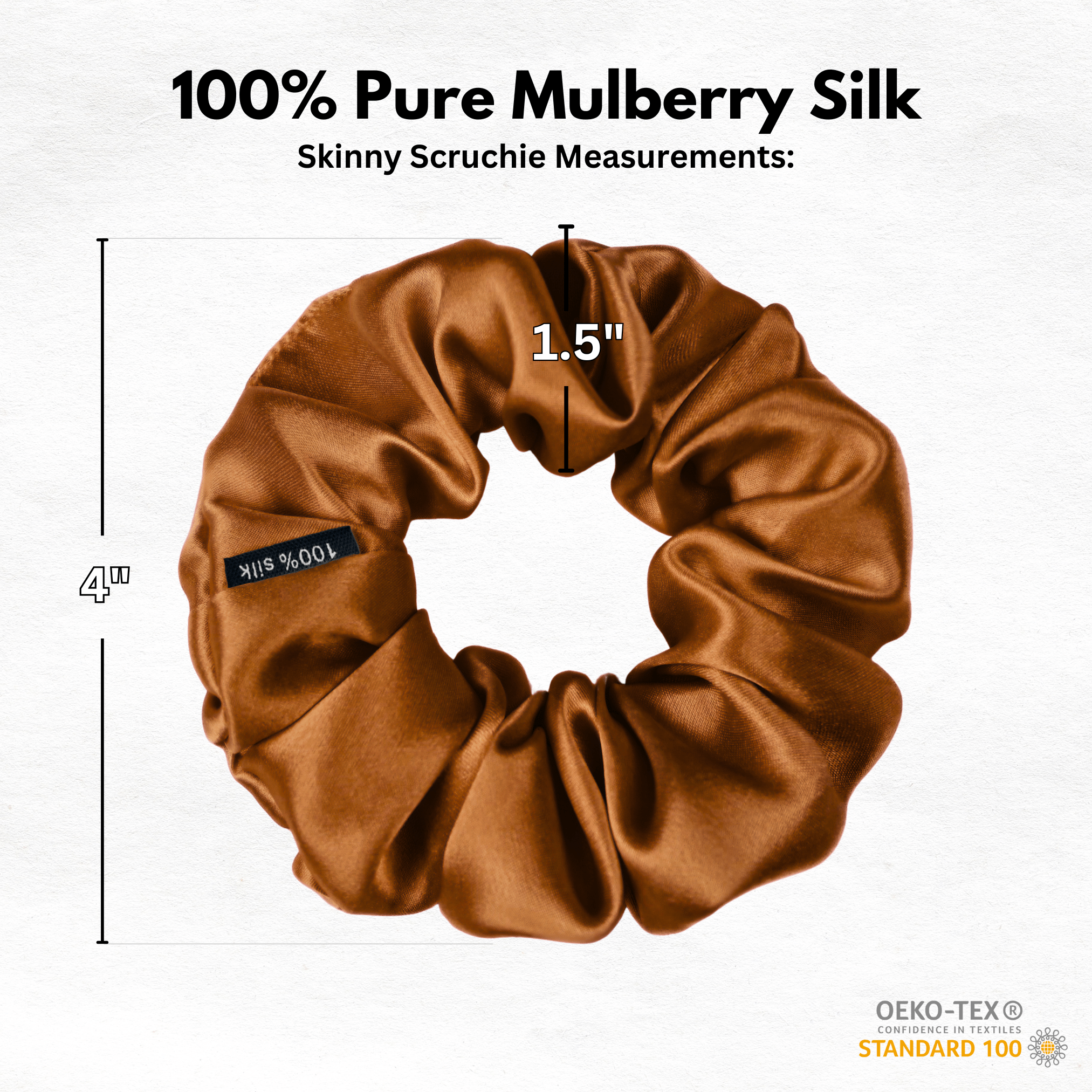 Copper Skinny Scrunchie – 100% Pure Mulberry Silk, Perfect for All Hair Types - NOCHKA
