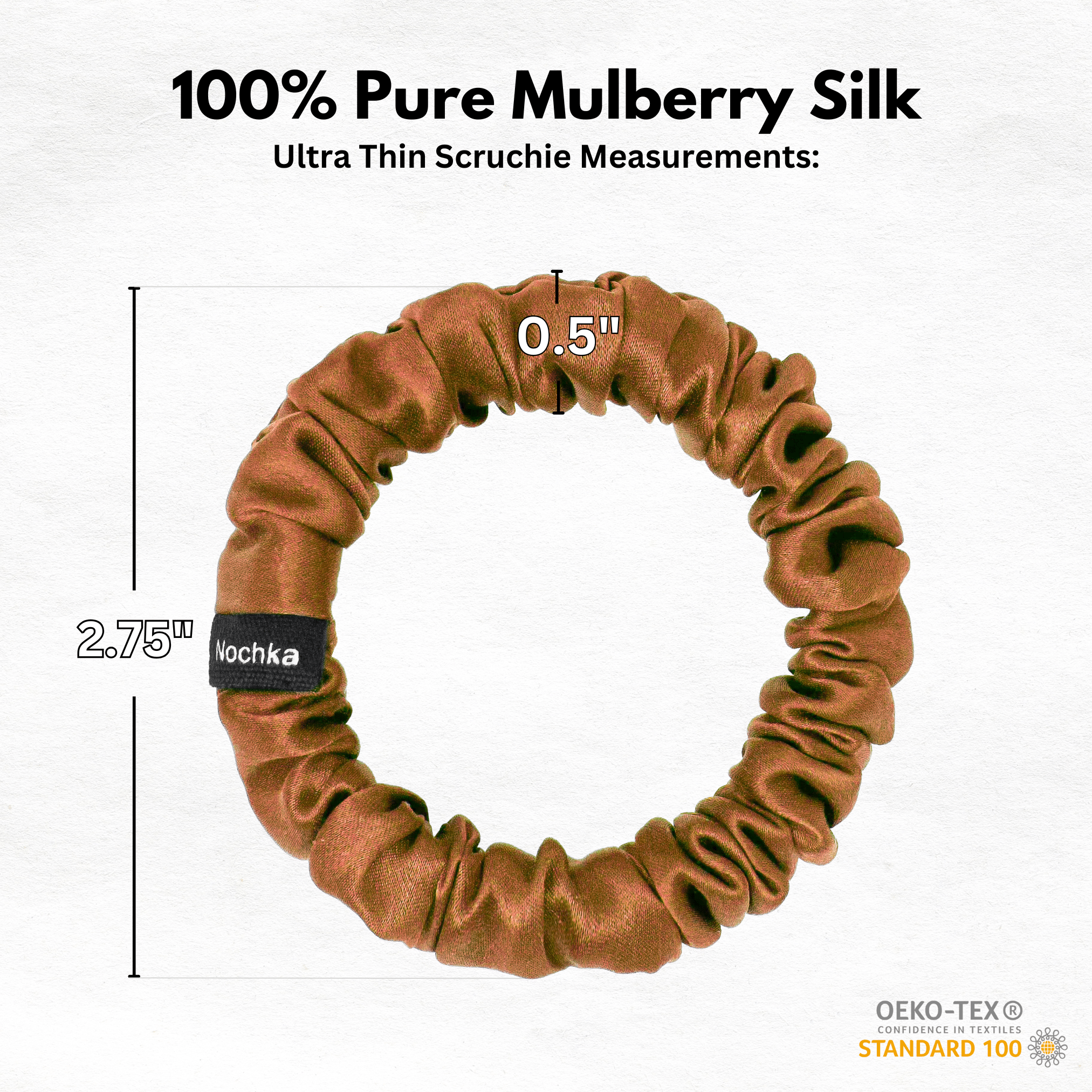 Copper Ultra Skinny Scrunchie – 100% Pure Mulberry Silk, Perfect for All Hair Types - NOCHKA
