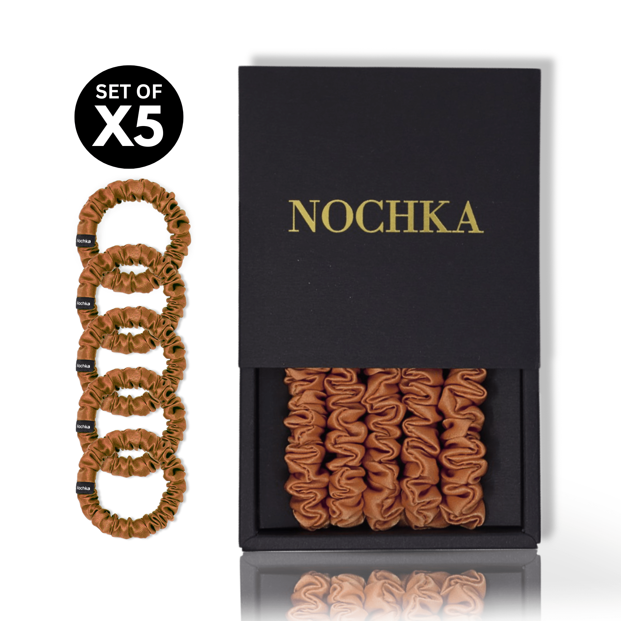 Copper Ultra - Skinny Silk Scrunchies (Set of 5) - NOCHKA
