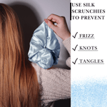 Coronet Blue Jumbo Scrunchie – 100% Pure Mulberry Silk, Perfect for All Hair Types - NOCHKA
