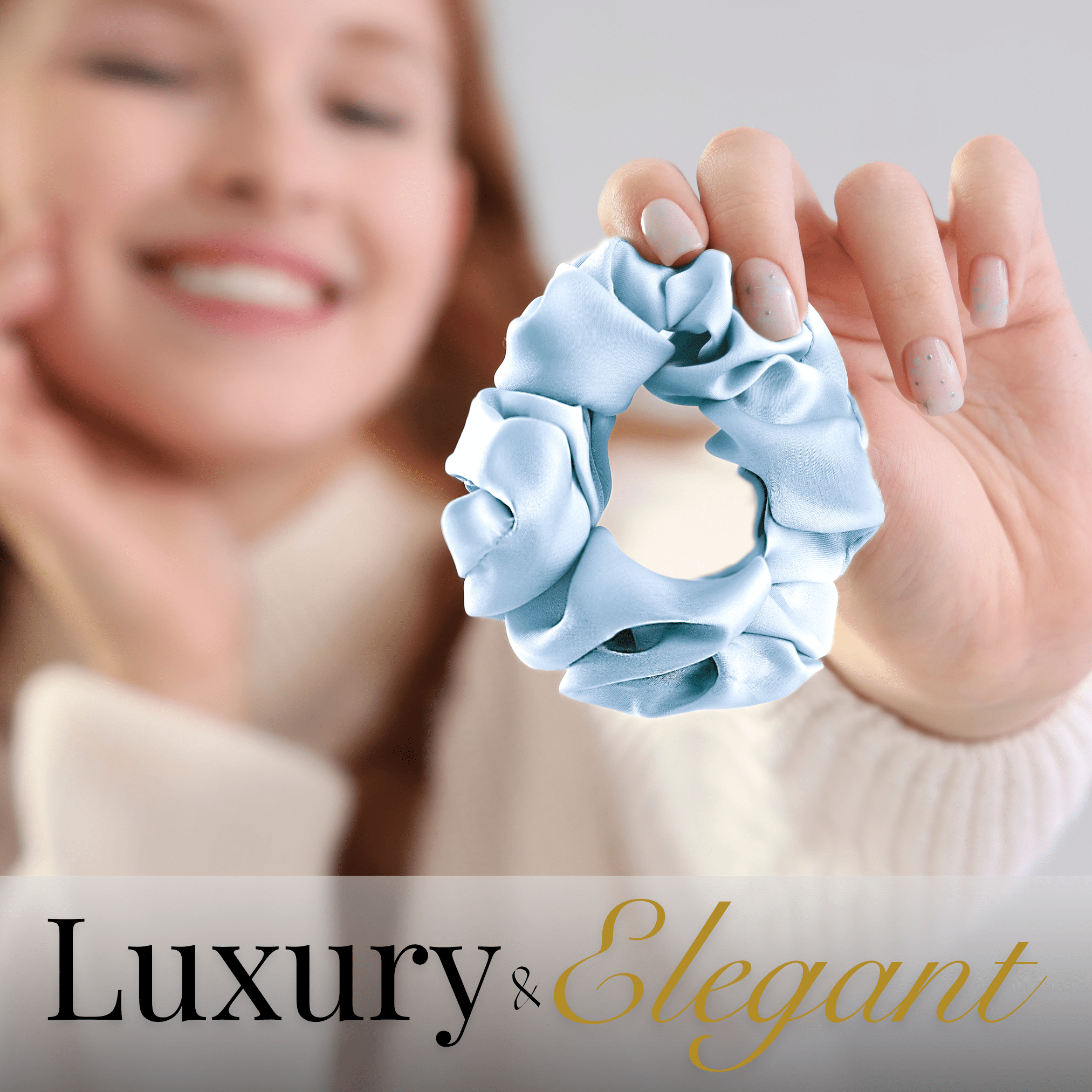 Coronet Blue Skinny Scrunchie – 100% Pure Mulberry Silk, Perfect for All Hair Types - NOCHKA
