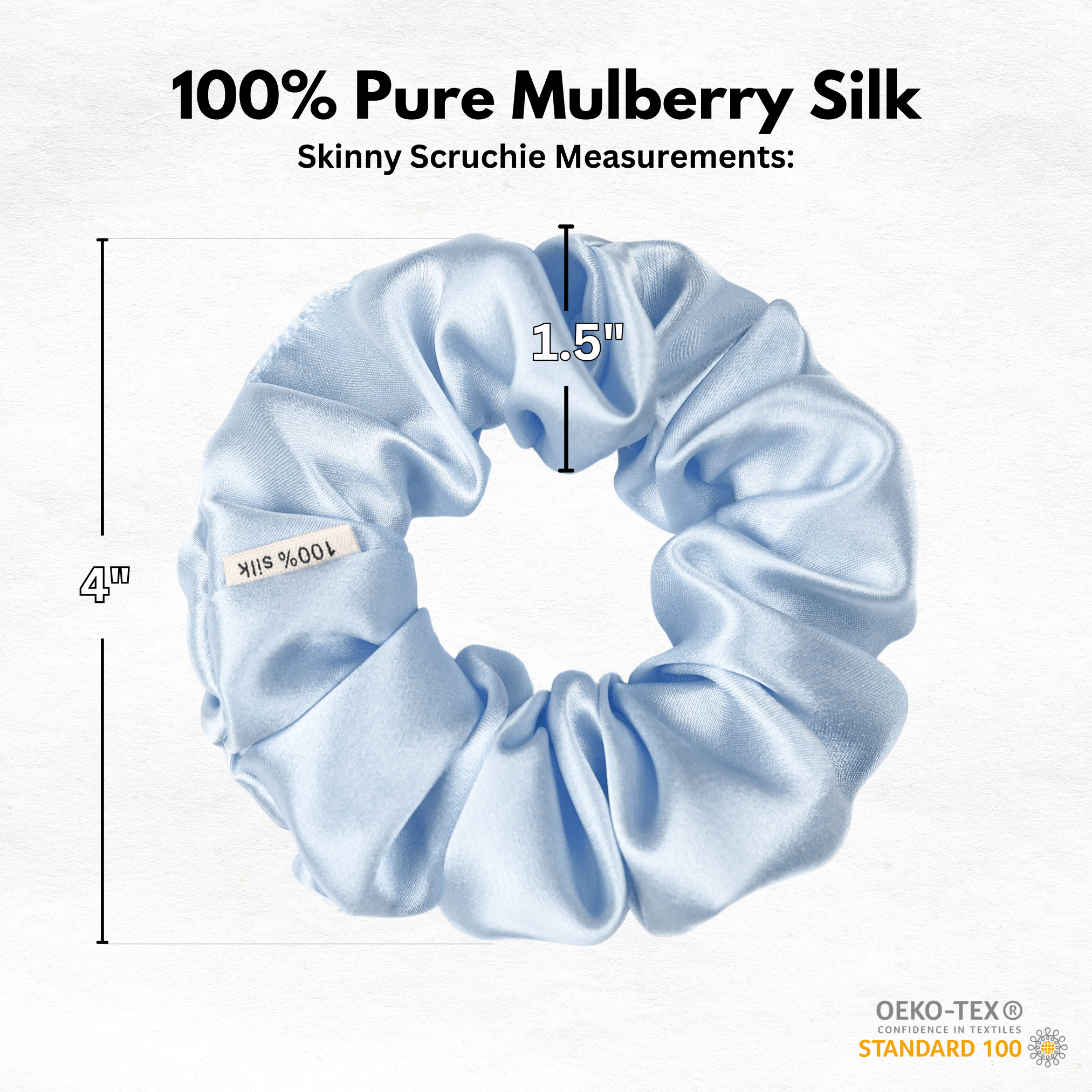 Coronet Blue Skinny Scrunchie – 100% Pure Mulberry Silk, Perfect for All Hair Types - NOCHKA
