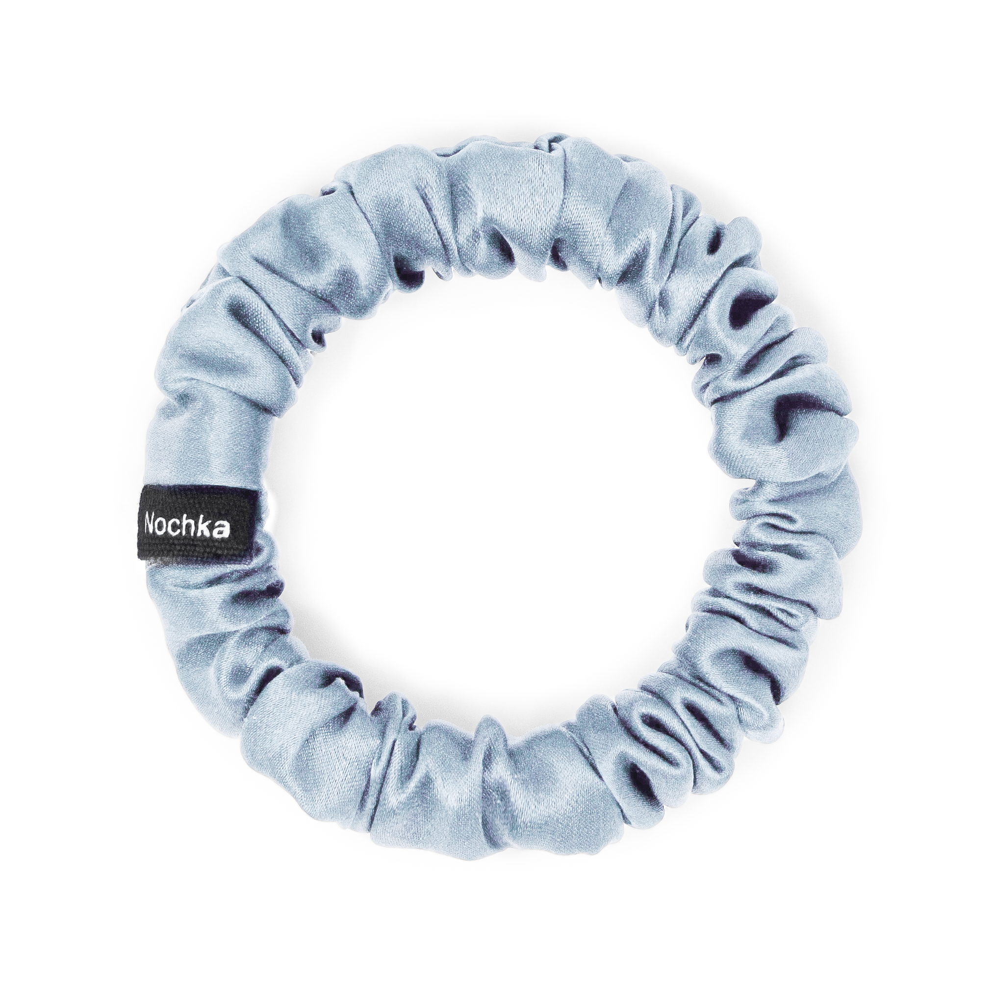 Coronet Blue Ultra Skinny Scrunchie – 100% Pure Mulberry Silk, Perfect for All Hair Types - NOCHKA
