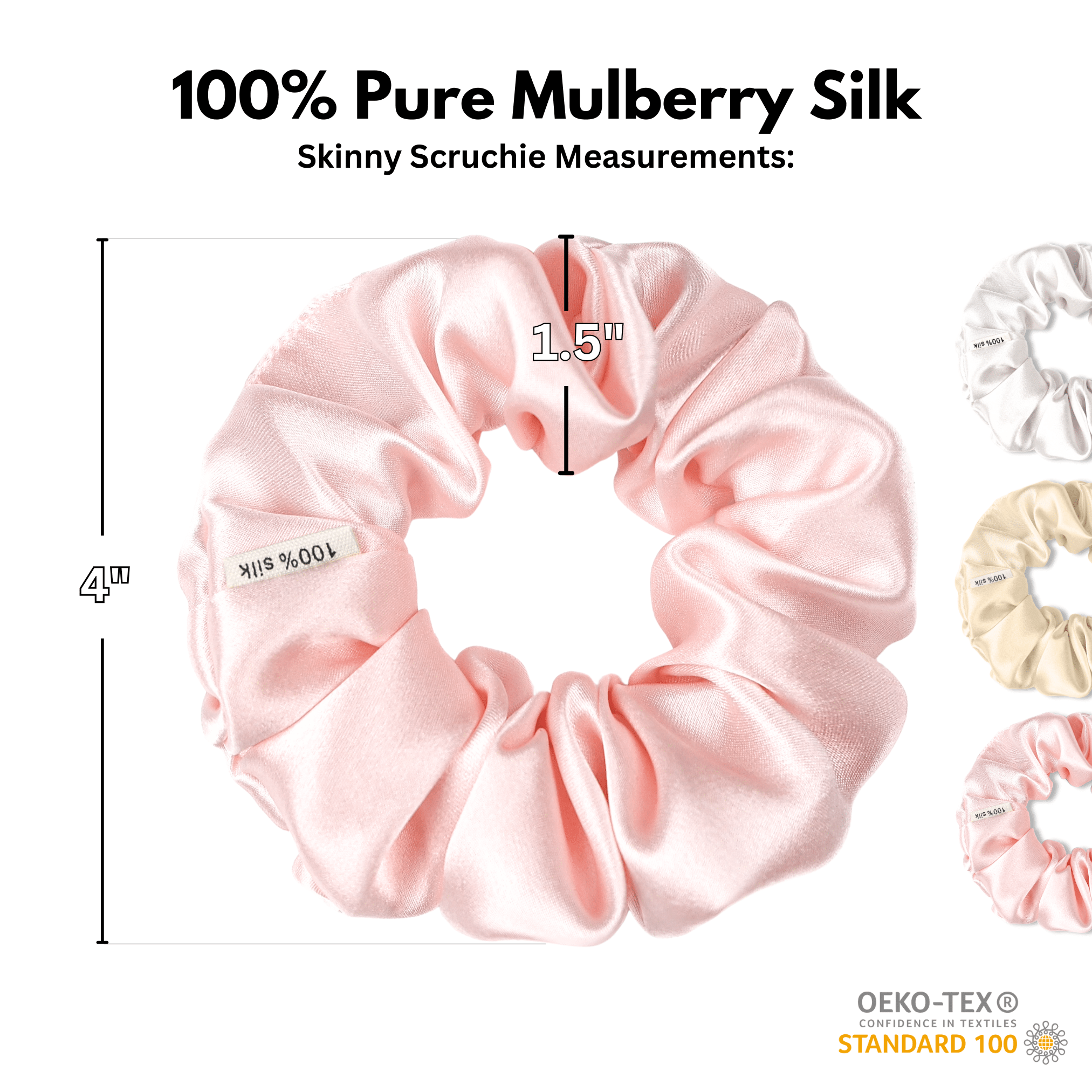 Cream Shades of 3 Skinny Mulberry Silk Scrunchies | 100% Silk - NOCHKA
