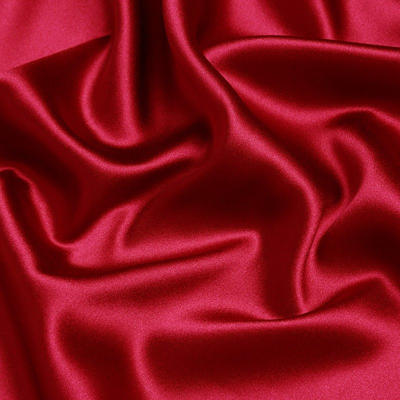 Crimson Red 100% Pure Mulberry Silk Fabric 19mm 44" Width Pre - Cut Silk Fabric - NOCHKA
