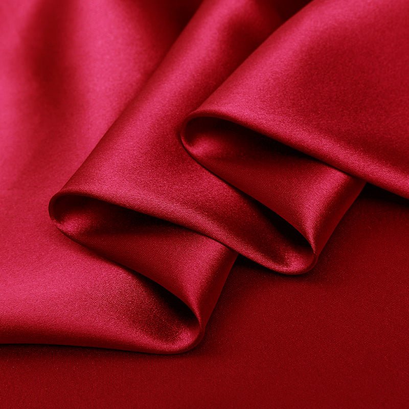 Crimson Red 100% Pure Mulberry Silk Fabric 19mm 44" Width Pre - Cut Silk Fabric - NOCHKA
