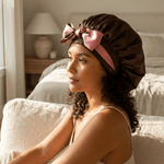 Dark Brown and Punch Reversible Bonnet with Ties - NOCHKA
