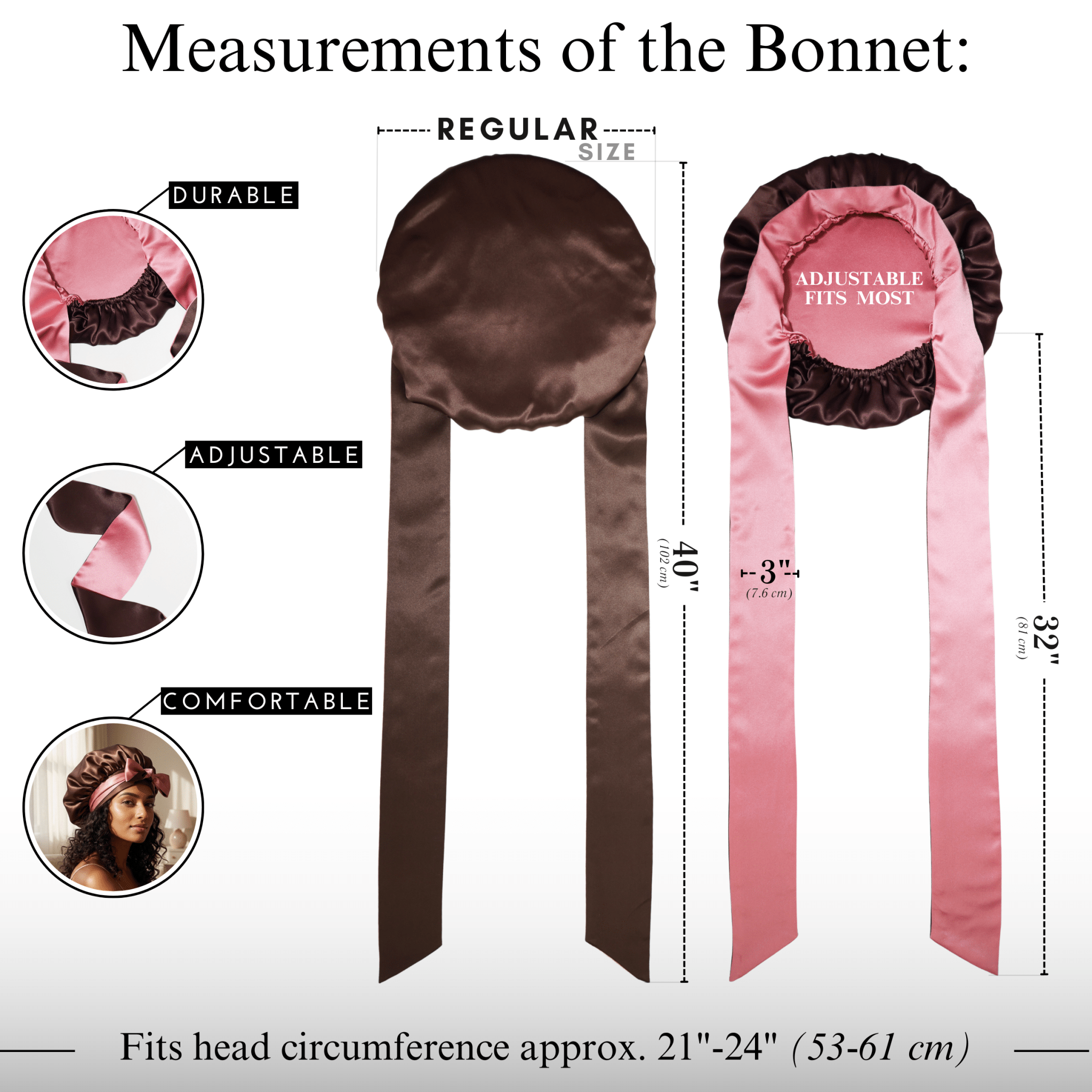 Dark Brown and Punch Reversible Bonnet with Ties - NOCHKA
