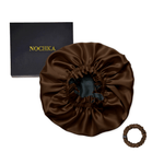Dark Brown & Black Pure Mulberry Silk Bonnet – Reversible & Durable - NOCHKA
