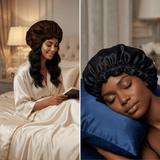 Dark Brown & Black Pure Mulberry Silk Bonnet – Reversible & Durable - NOCHKA
