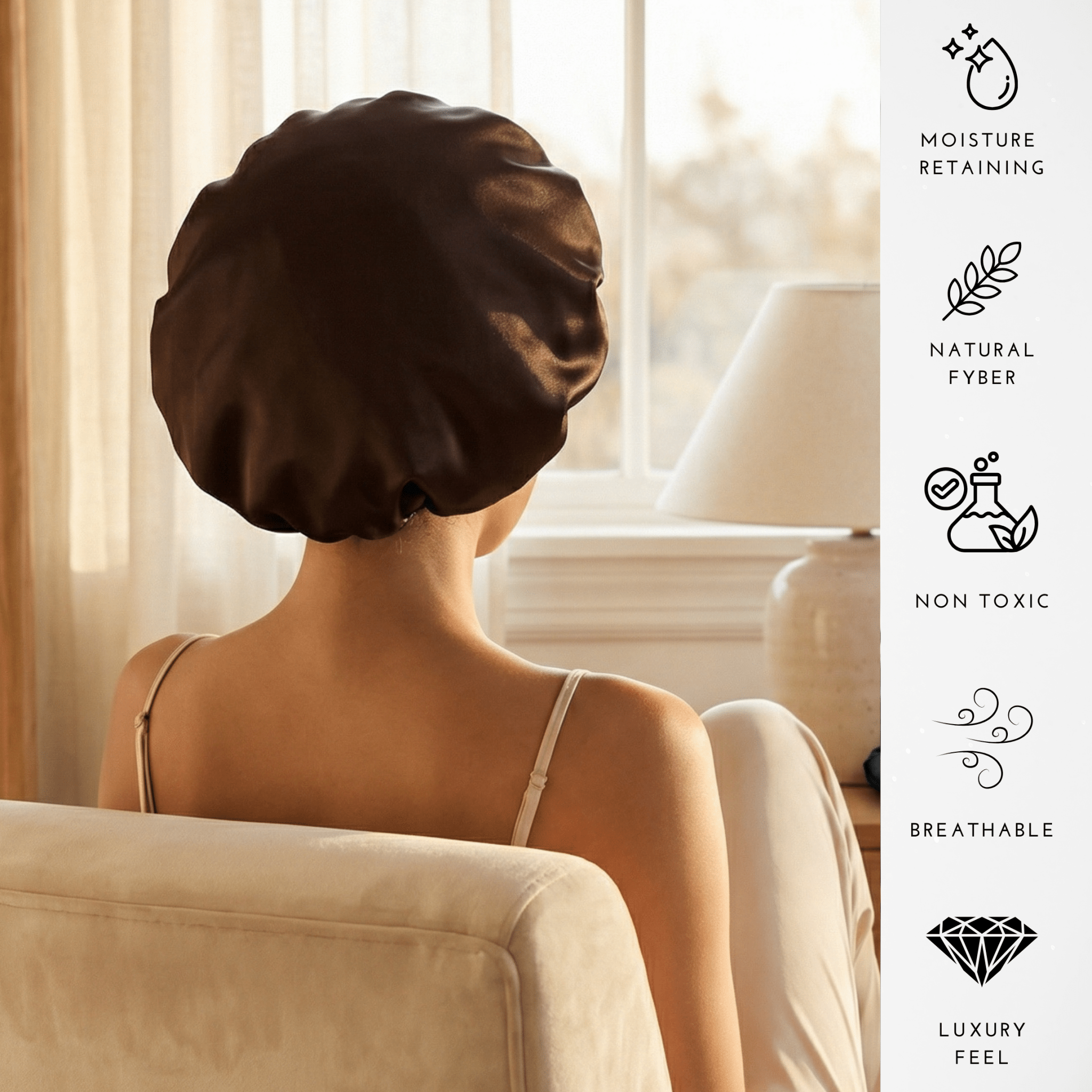 Dark Brown & Black Pure Mulberry Silk Bonnet – Reversible & Durable - NOCHKA
