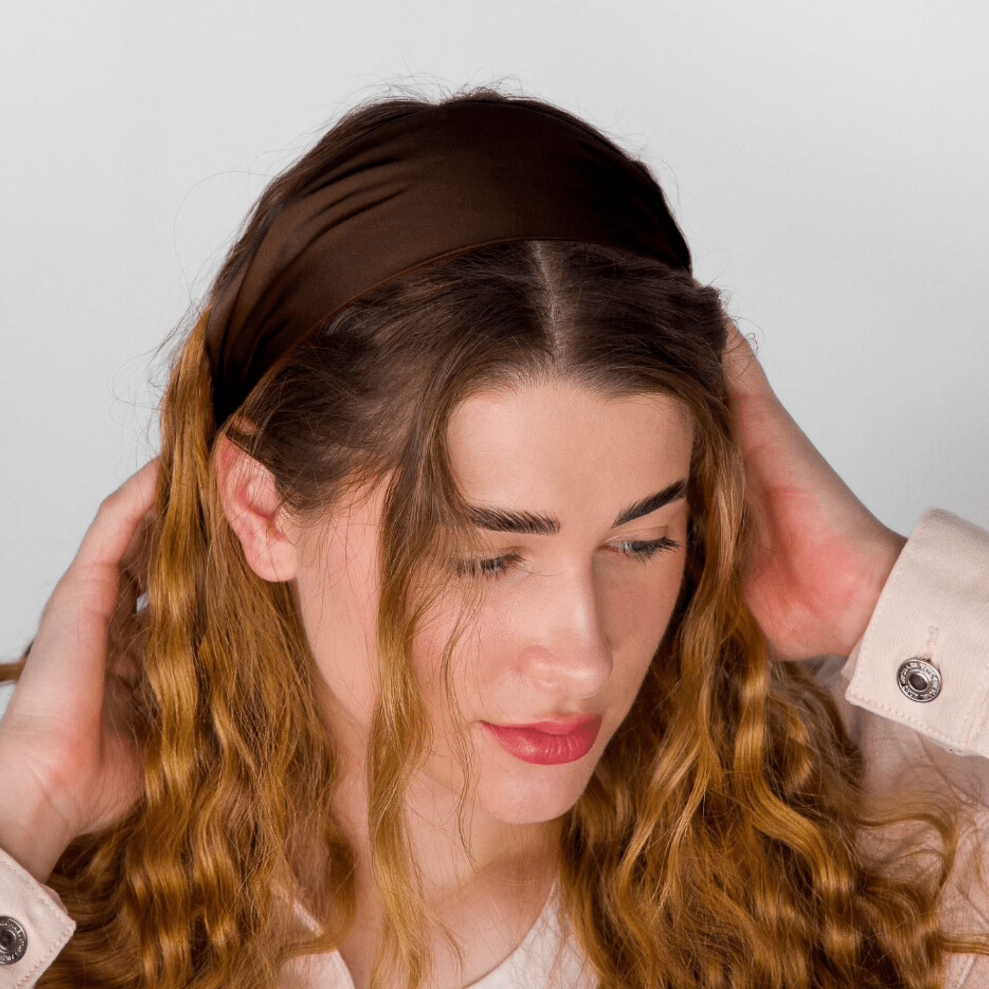 Dark Brown Pure Silk Headband - NOCHKA
