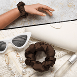 Dark Brown Skinny Scrunchie – 100% Pure Mulberry Silk, Perfect for All Hair Types - NOCHKA
