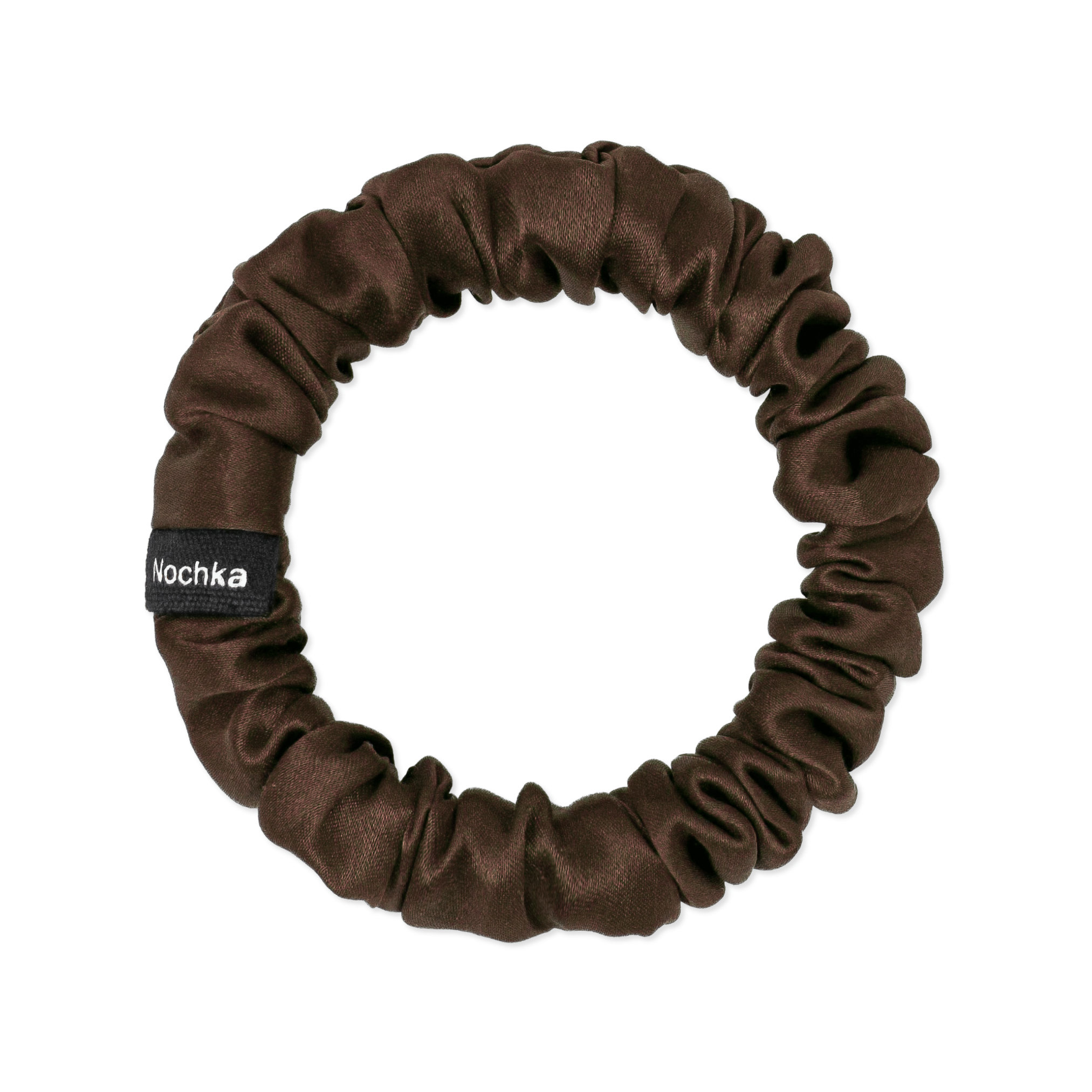 Dark Brown Ultra Skinny Scrunchie – 100% Pure Mulberry Silk, Perfect for All Hair Types - NOCHKA
