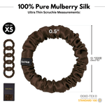 Dark Brown Ultra - Skinny Silk Scrunchies (Set of 5) - NOCHKA
