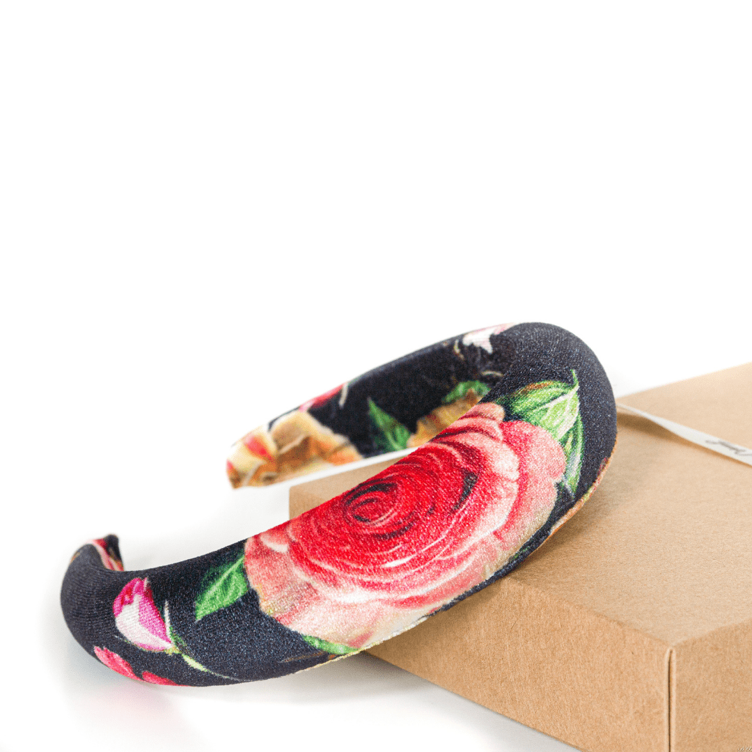 Dark Vintage Floral Padded Headband by NOCHKA - NOCHKA
