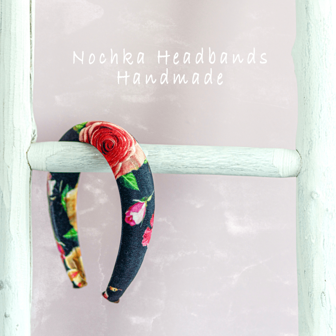 Dark Vintage Floral Padded Headband by NOCHKA - NOCHKA

