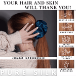 Deep Blue Jumbo Scrunchie – 100% Pure Mulberry Silk, Perfect for All Hair Types - NOCHKA

