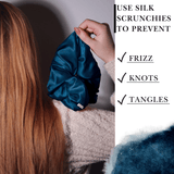 Deep Blue Jumbo Scrunchie – 100% Pure Mulberry Silk, Perfect for All Hair Types - NOCHKA
