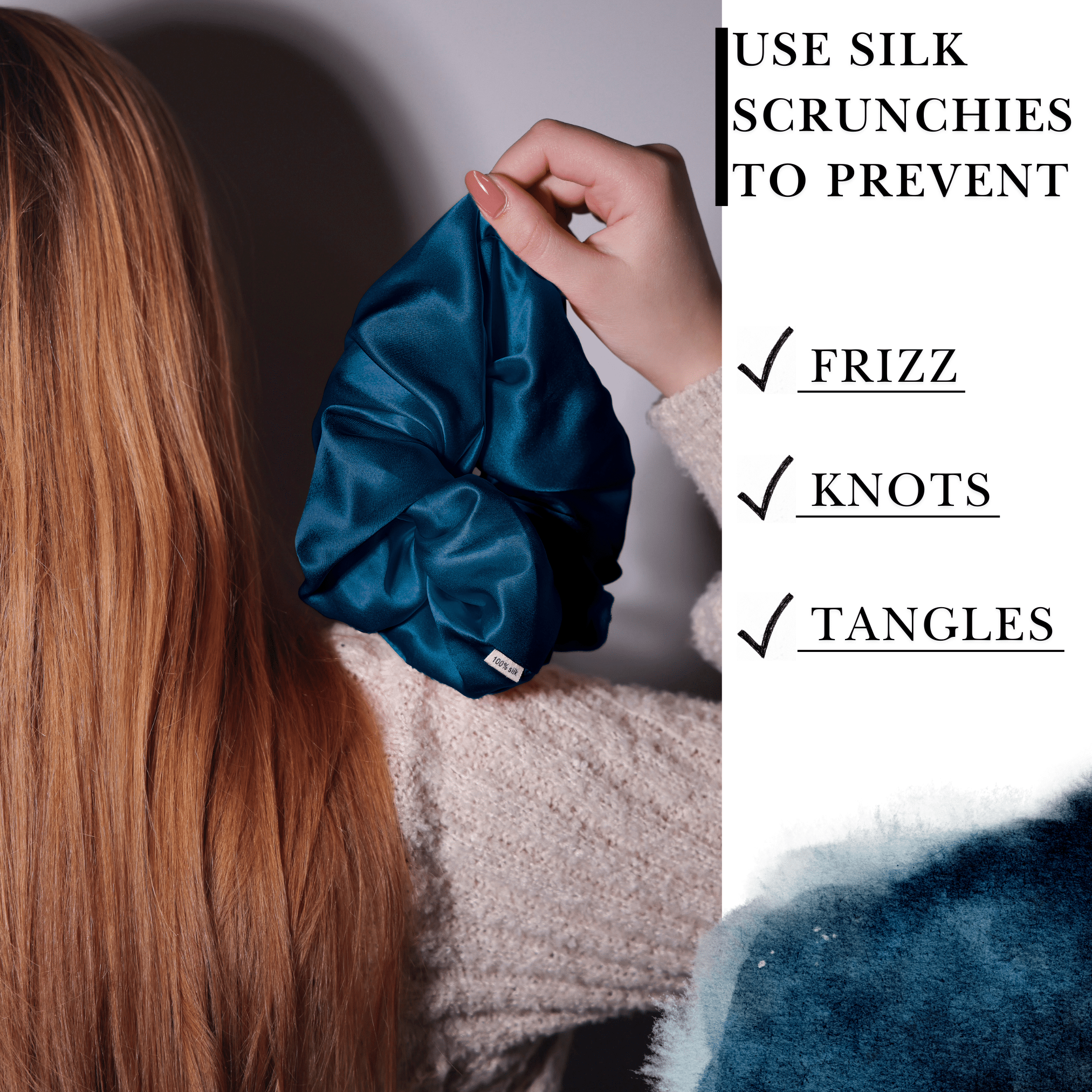 Deep Blue Jumbo Scrunchie – 100% Pure Mulberry Silk, Perfect for All Hair Types - NOCHKA

