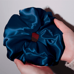 Deep Blue Jumbo Scrunchie – 100% Pure Mulberry Silk, Perfect for All Hair Types - NOCHKA

