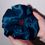 Deep Blue Jumbo Scrunchie – 100% Pure Mulberry Silk, Perfect for All Hair Types - NOCHKA
