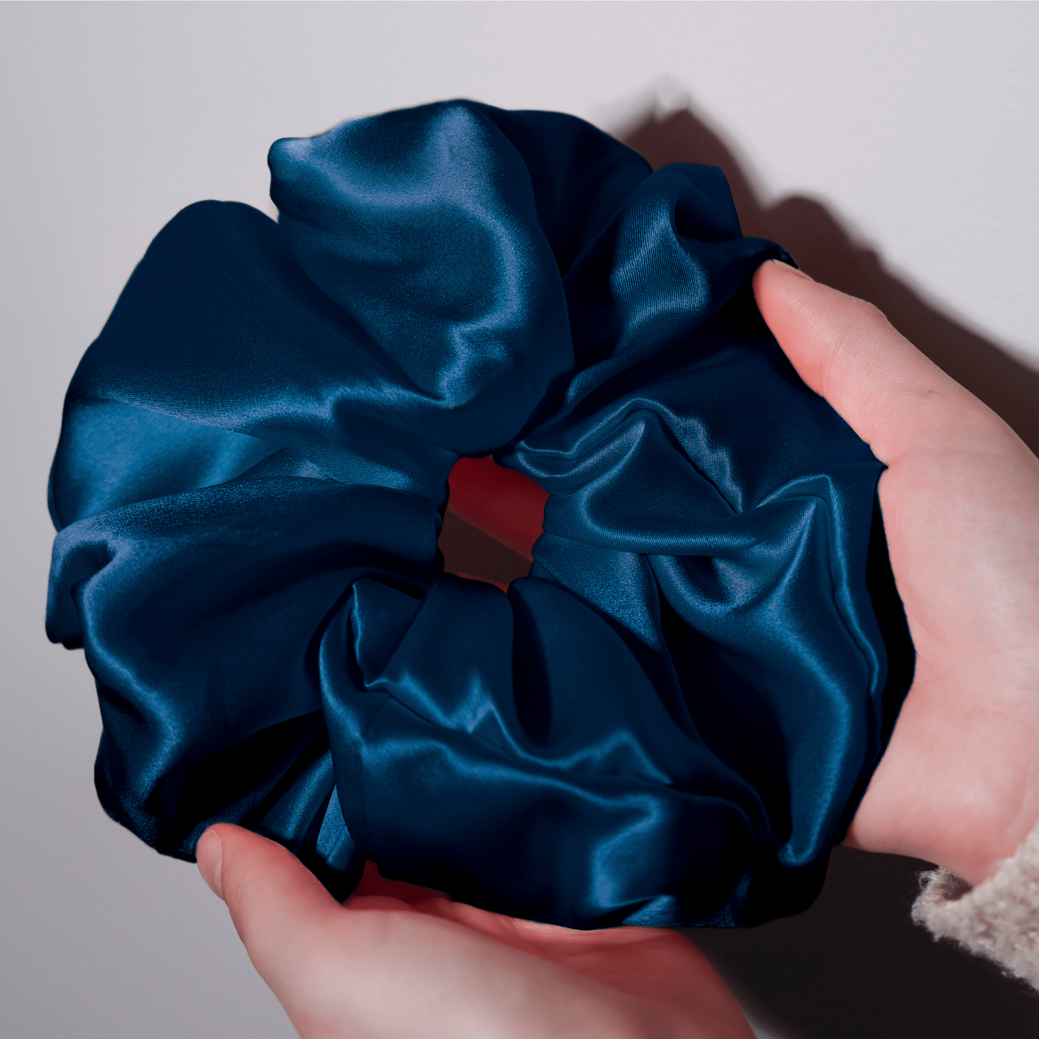 Deep Blue Jumbo Scrunchie – 100% Pure Mulberry Silk, Perfect for All Hair Types - NOCHKA
