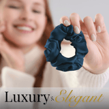 Deep Blue Skinny Scrunchie – 100% Pure Mulberry Silk, Perfect for All Hair Types - NOCHKA
